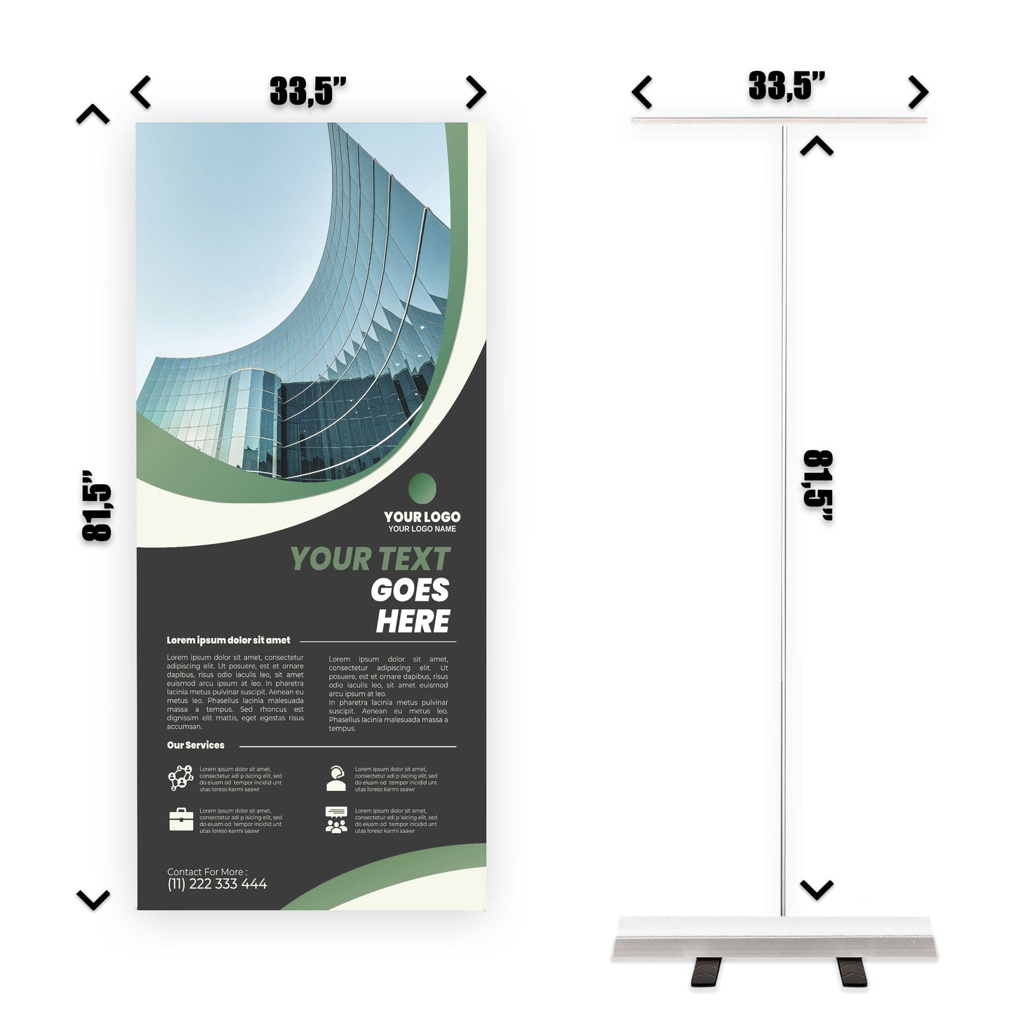 Retractable Banner Stand - P.O.P. Roll Up Banner Display - 81.5" X 33.5" - Banner Sign - Send Message For Custom Order