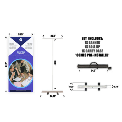 Retractable Banner Stand - P.O.P. Roll Up Banner Display - 81.5" X 33.5" - Banner Sign - Send Message For Custom Order