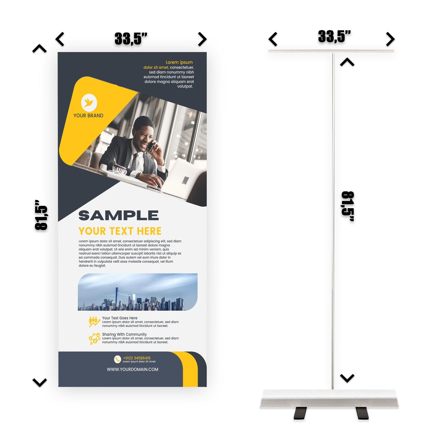 Retractable Banner Stand - P.O.P. Roll Up Banner Display - 81.5" X 33.5" - Banner Sign - Send Message For Custom Order