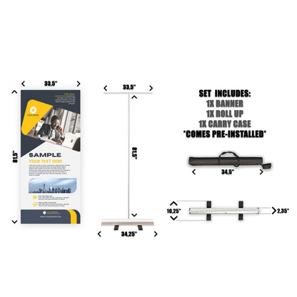 Retractable Banner Stand - P.O.P. Roll Up Banner Display - 81.5" X 33.5" - Banner Sign - Send Message For Custom Order