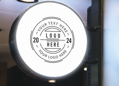 Personalized Double - Two Sided Round Blade Sign - Custom Storefront & Café Sign - Illuminated Light Box Option Available