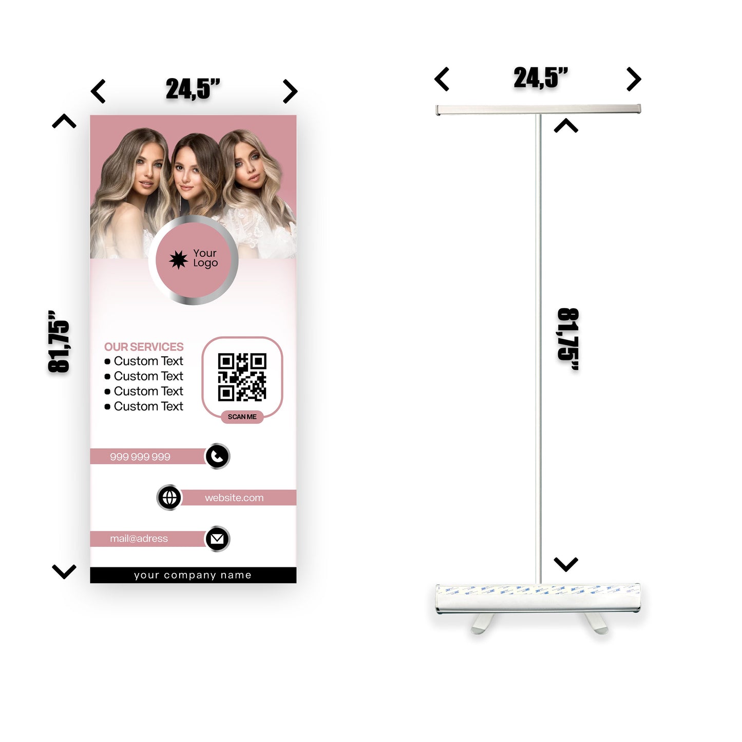 Retractable Banner Stand - P.O.P. Roll Up Banner Display - 81.75" X 24.5" - Banner Sign - Send Message For Custom Order