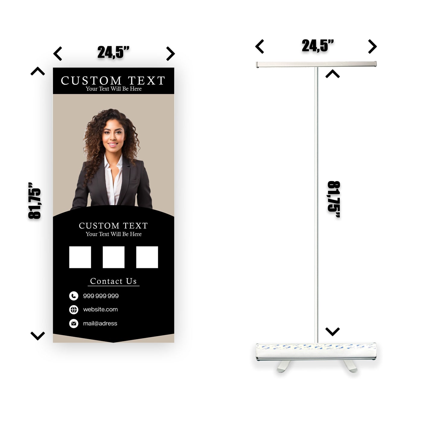 Retractable Banner Stand - P.O.P. Roll Up Banner Display - 81.75" X 24.5" - Banner Sign - Send Message For Custom Order