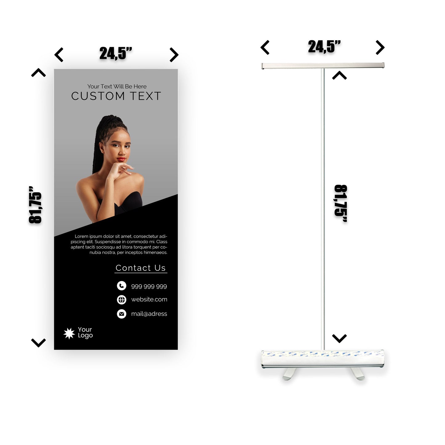 Retractable Banner Stand - P.O.P. Roll Up Banner Display - 81.75" X 24.5" - Banner Sign - Send Message For Custom Order