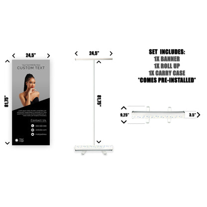 Retractable Banner Stand - P.O.P. Roll Up Banner Display - 81.75" X 24.5" - Banner Sign - Send Message For Custom Order