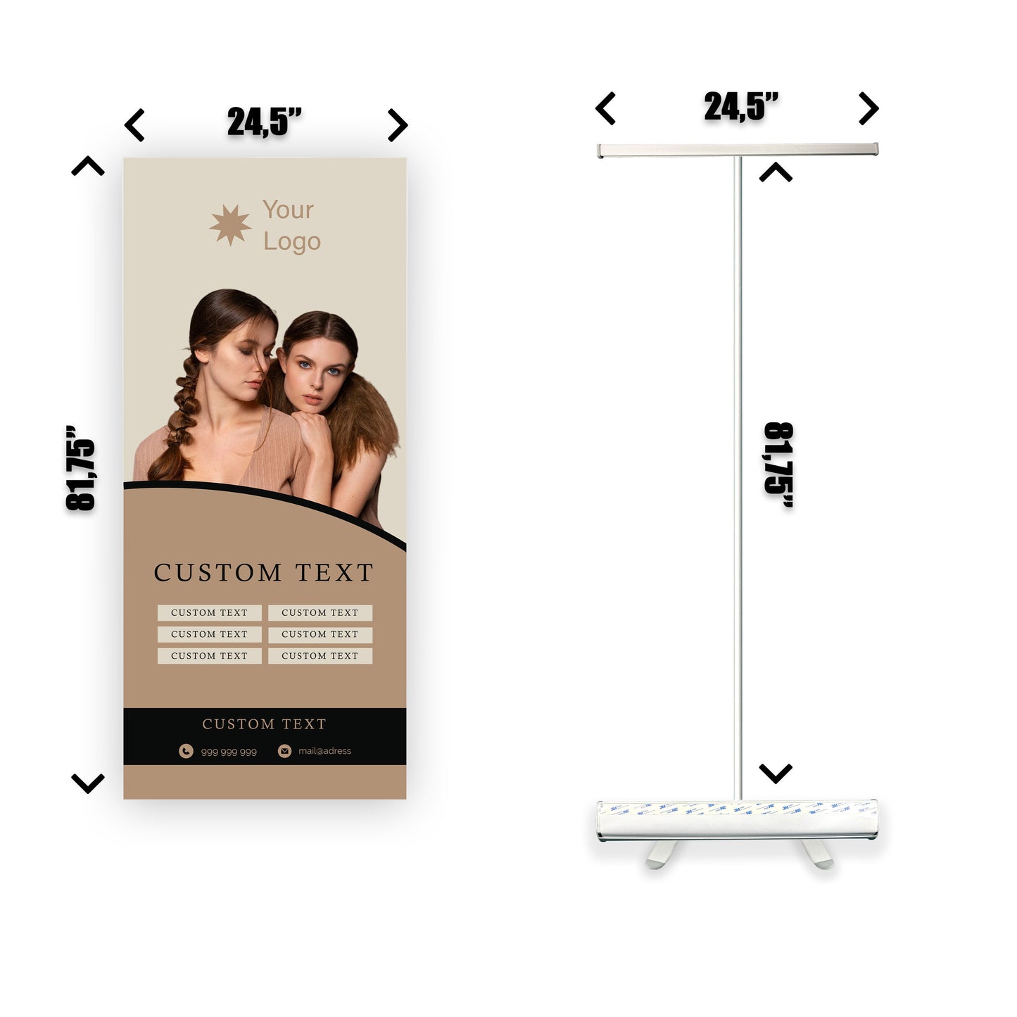 Retractable Banner Stand - P.O.P. Roll Up Banner Display - 81.75" X 24.5" - Banner Sign - Send Message For Custom Order