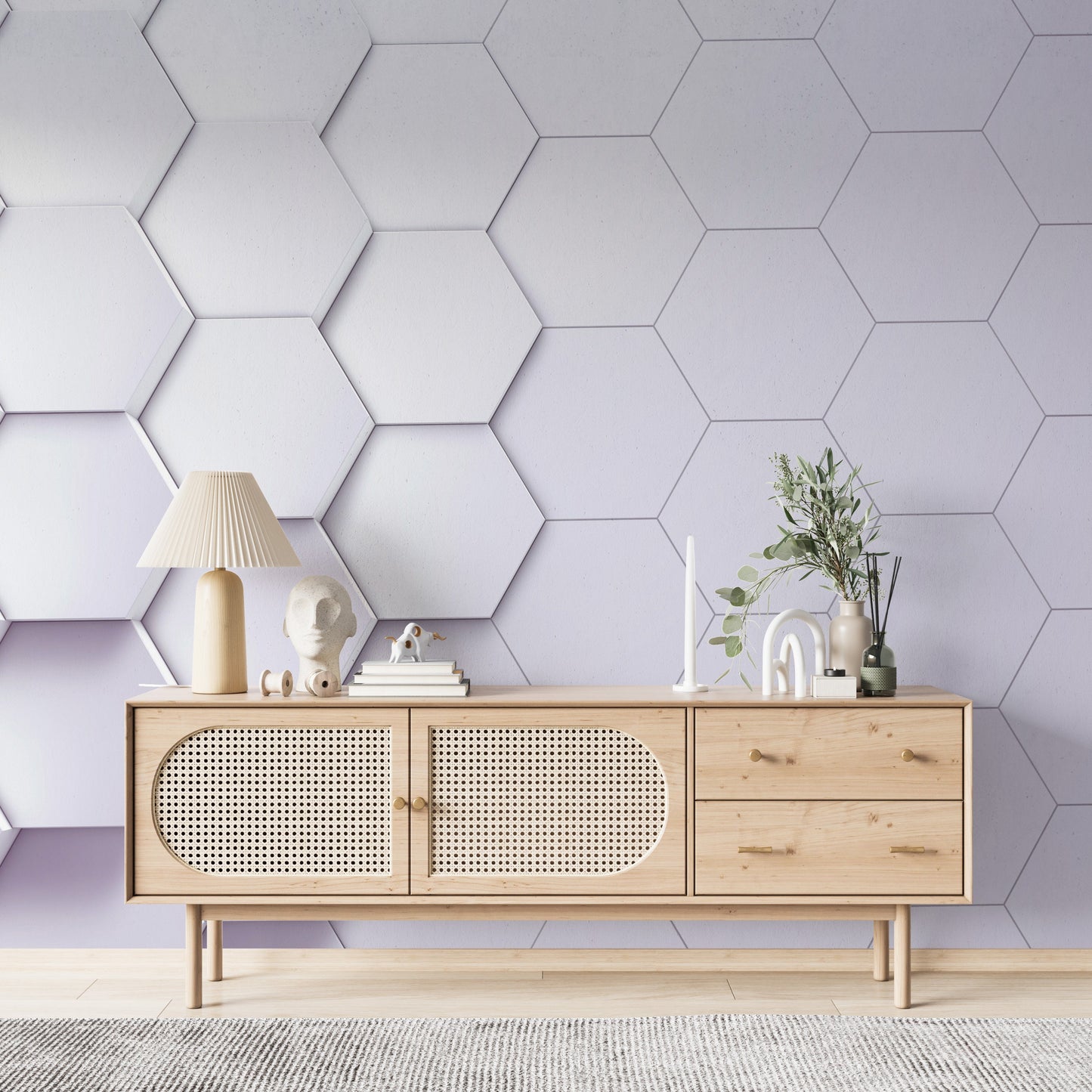 Removable Wallpaper, Custom Wall Size, Wall Decor, Peel & Stick Wall Mural, 24/48" Panel Cut, Reusable, Hexagon,Geometric Self Adhesive, 3D