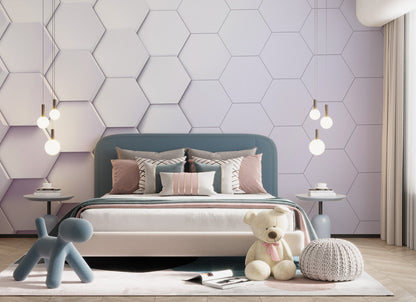 Removable Wallpaper, Custom Wall Size, Wall Decor, Peel & Stick Wall Mural, 24/48" Panel Cut, Reusable, Hexagon,Geometric Self Adhesive, 3D