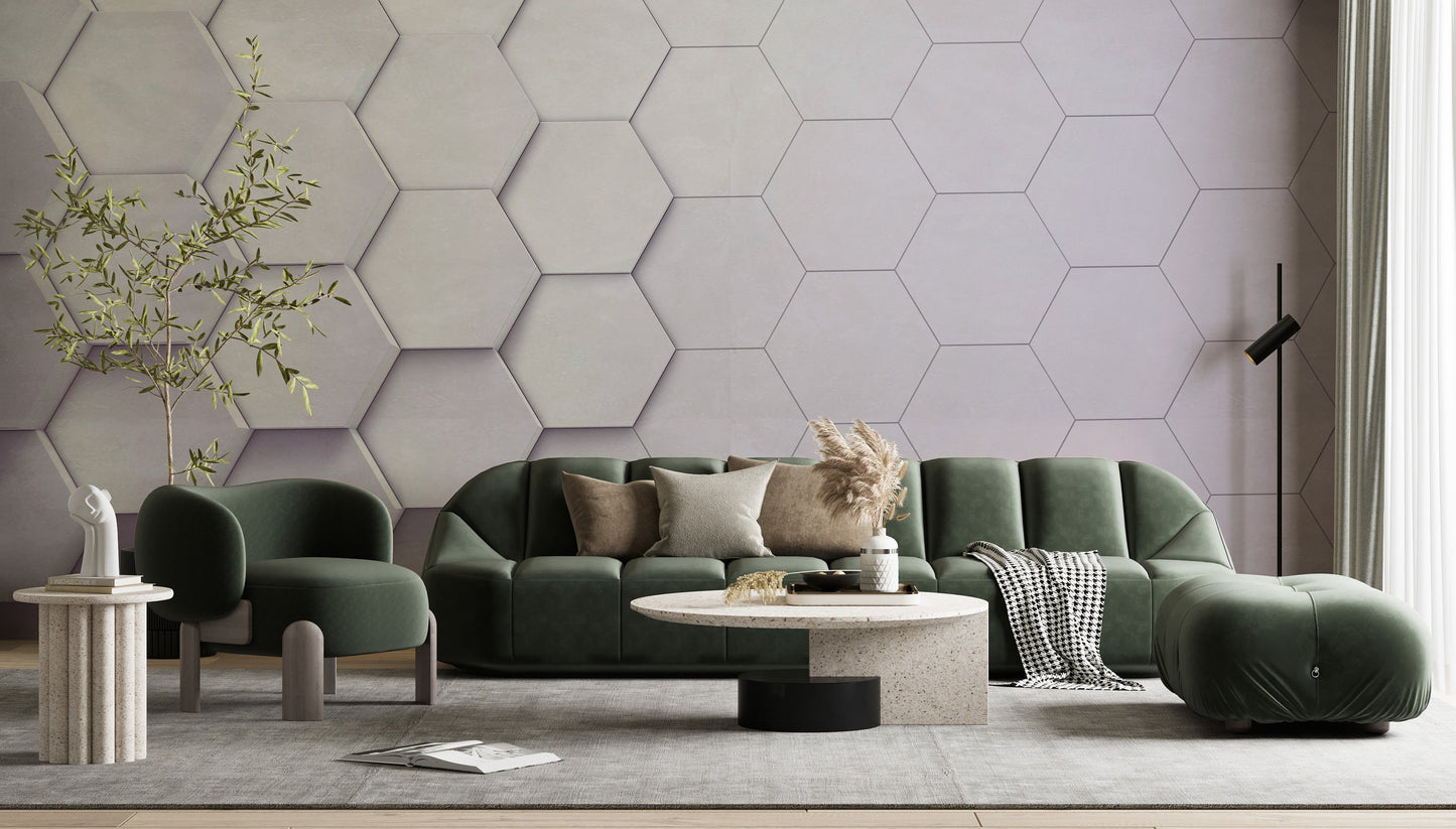 Removable Wallpaper, Custom Wall Size, Wall Decor, Peel & Stick Wall Mural, 24/48" Panel Cut, Reusable, Hexagon,Geometric Self Adhesive, 3D