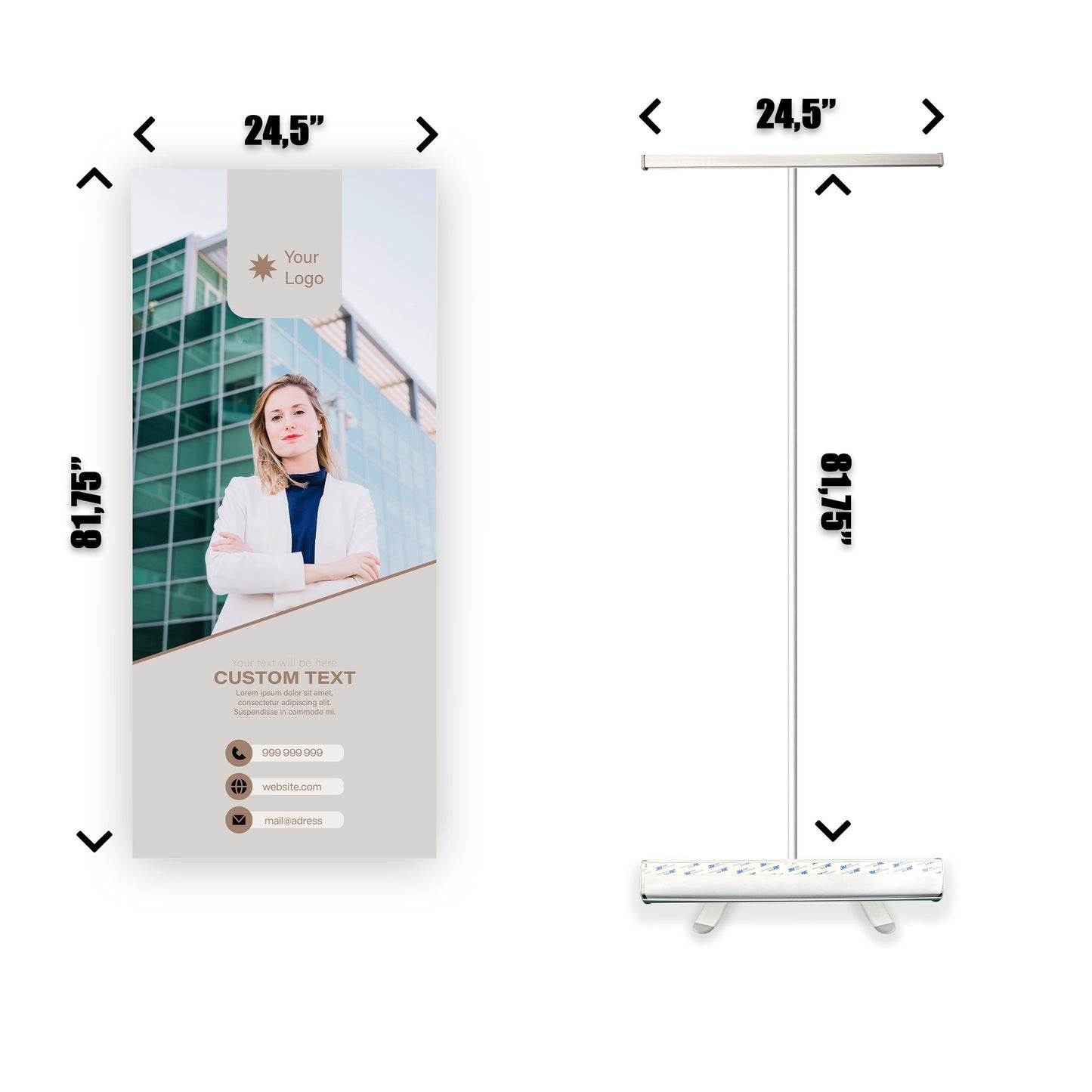 Retractable Banner Stand - P.O.P. Roll Up Banner Display - 81.75" X 24.5" - Banner Sign - Send Message For Custom Order