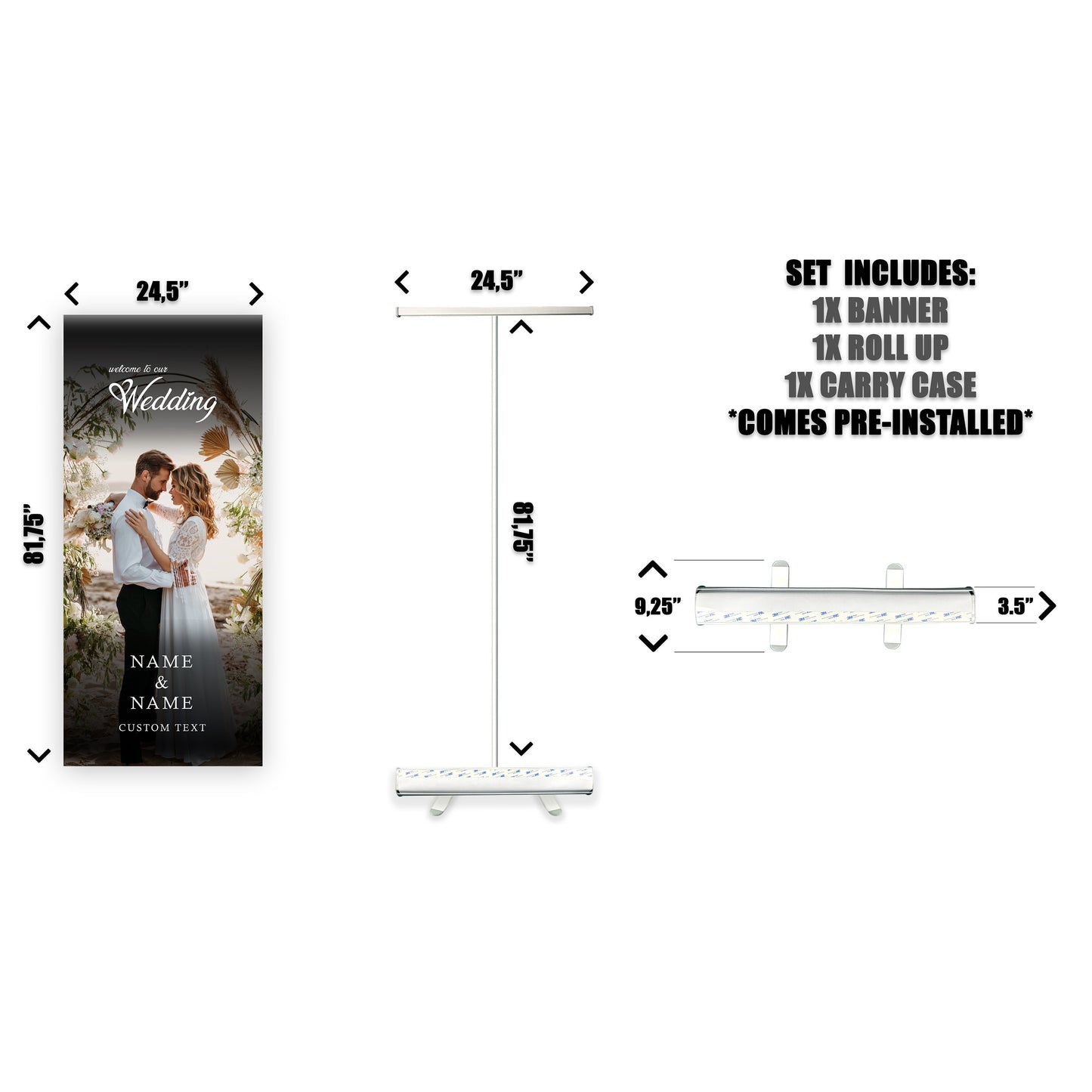 Retractable Banner Stand - P.O.P. Roll Up Banner Display - 81.75" X 24.5" - Banner Sign - Send Message For Custom Order