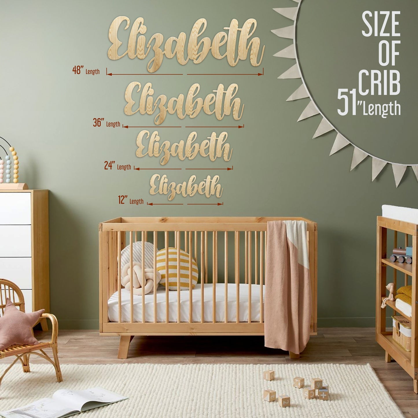 Personalized Wooden Name Signs - Custom Wood Letters - Laser Cut Out-Unfinished - Custom Wood Design- Baby Room Décor