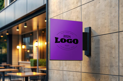 Custom Purple Square Sign, Personalized Logo Printed Round Blade Sign, Custom Sign Wall Art, Indoor Outdoor sign, Boutique Sign &Purple Sign